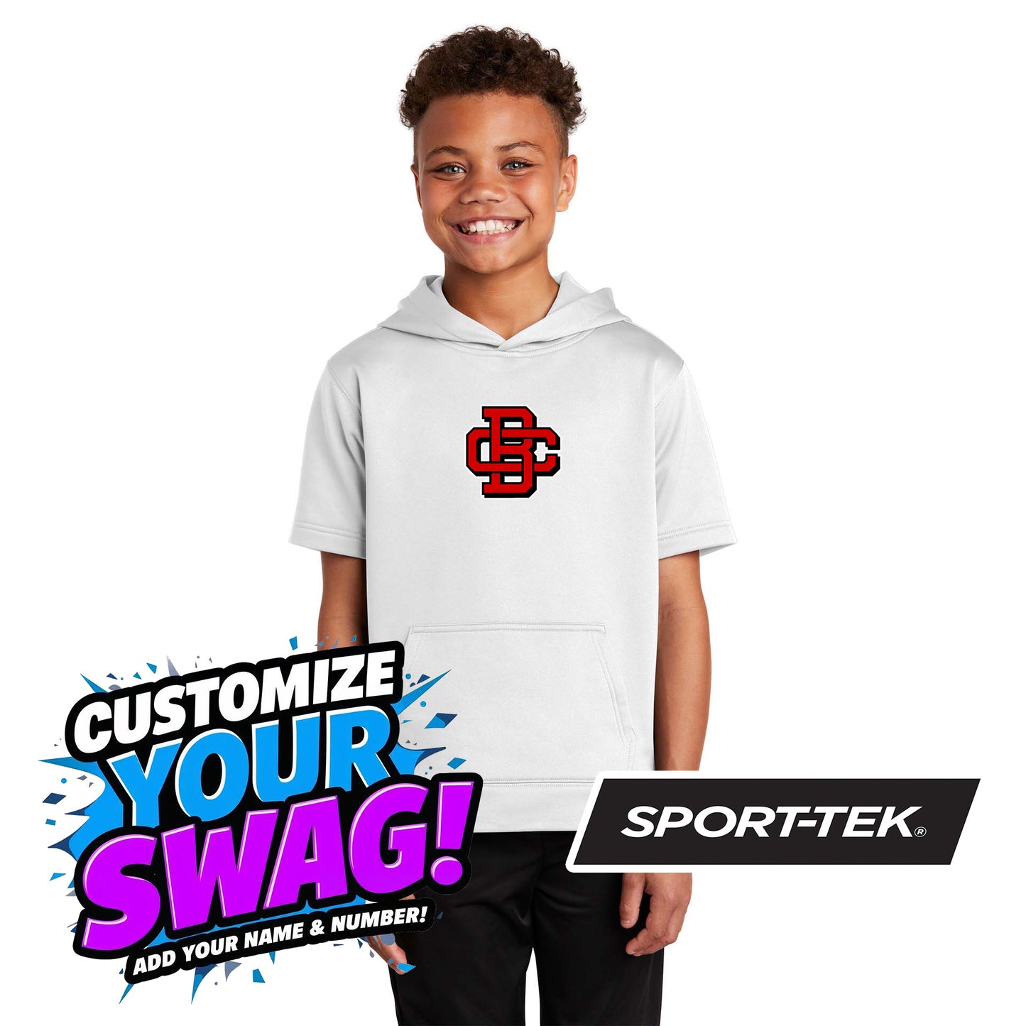 Sport-Tek Youth Sport-Wick Fleece Short Sleeve Hooded Pullover YST251 - Creeks Baseball Club - CBC