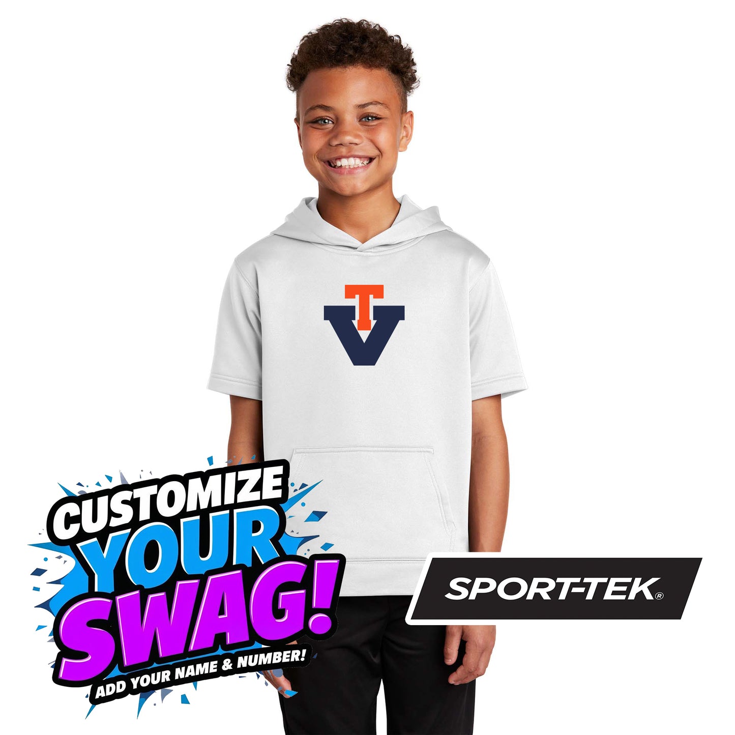 Sport-Tek Youth Sport-Wick Fleece Short Sleeve Hooded Pullover YST251 - Team Virginia Baseball
