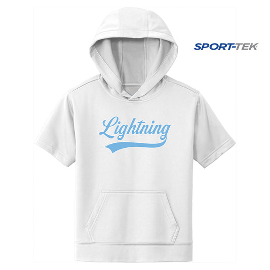Sport-Tek Youth Sport-Wick Fleece Short Sleeve Hooded Pullover - Lightning Baseball