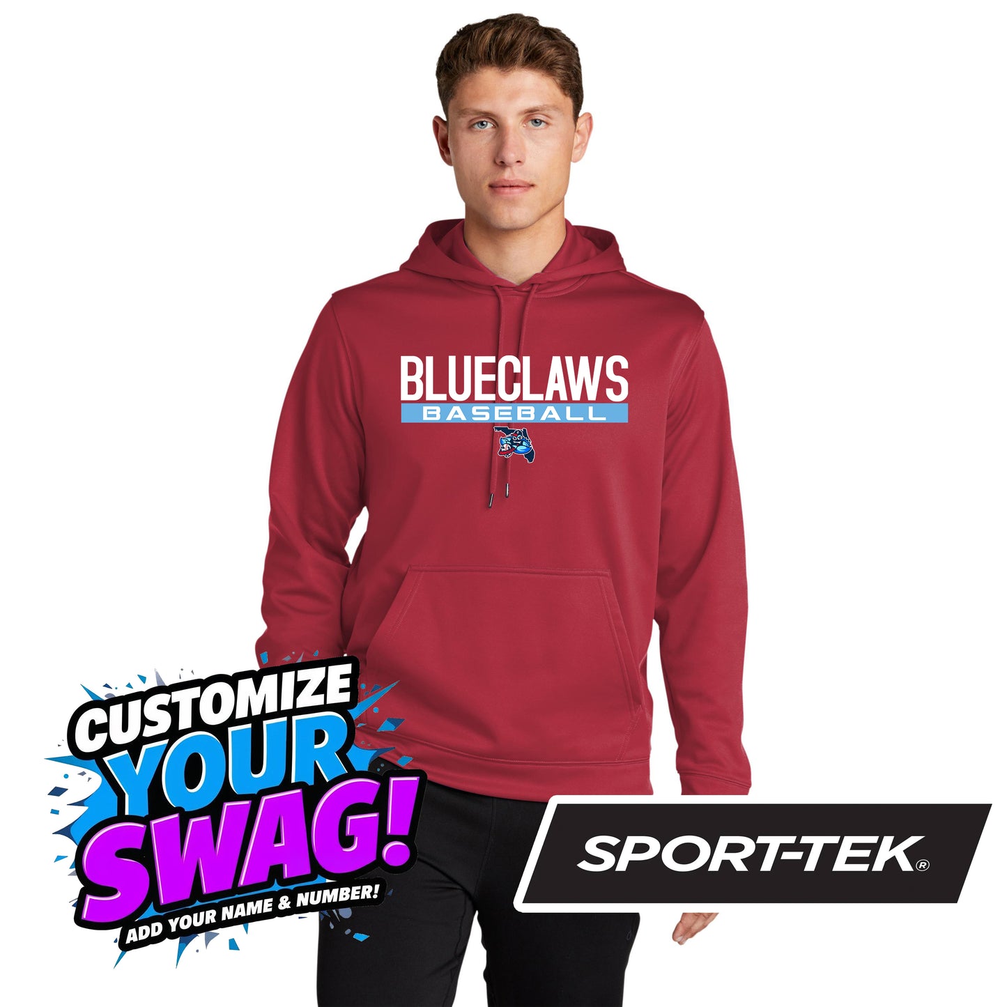 Sport-Tek Sport-Wick Fleece Hooded Pullover F244 - FCA Blueclaws Baseball