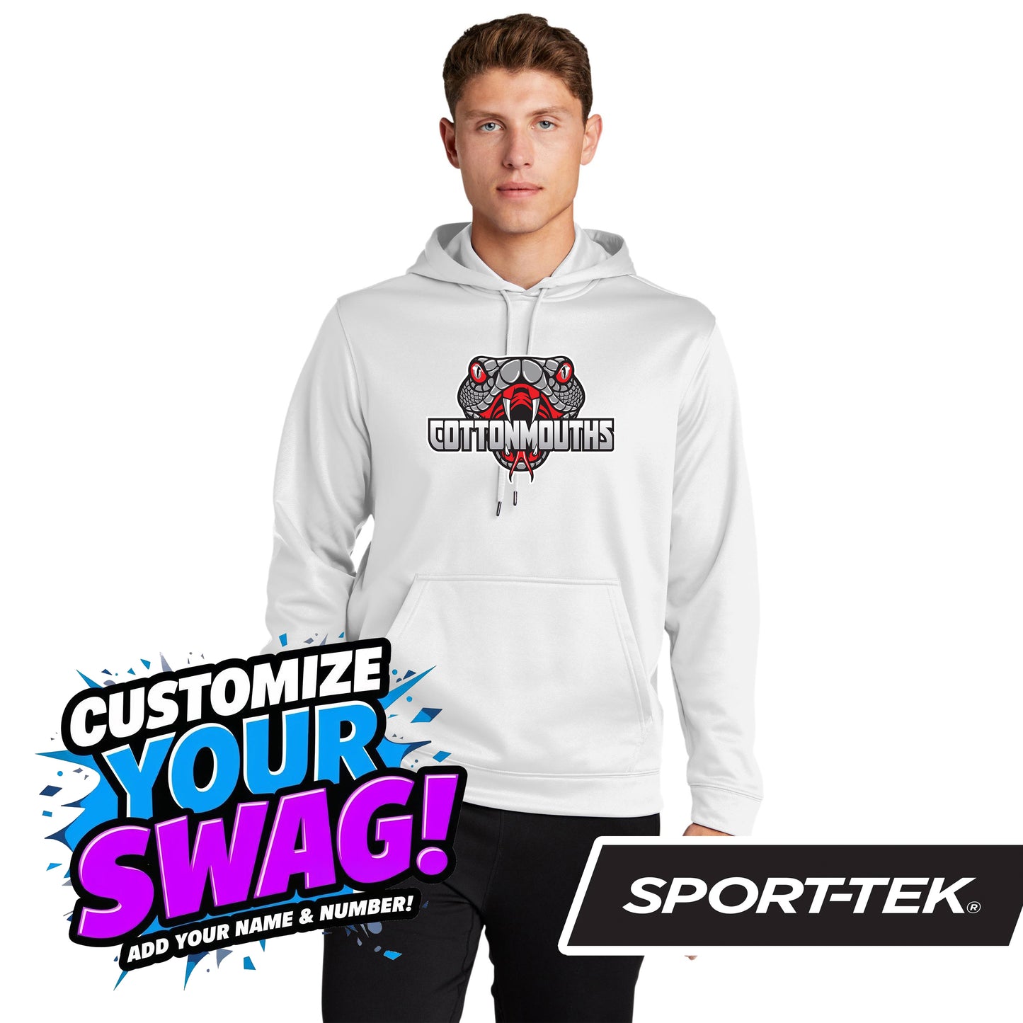 Sport-Tek Sport-Wick Fleece Hooded Pullover F244 - Black Creek Cottonmouths