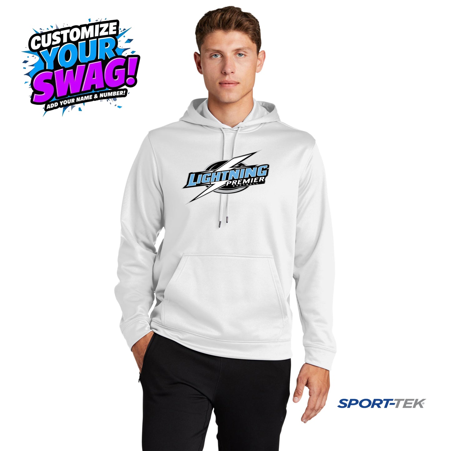 Sport-Tek Sport-Wick Fleece Hooded Pullover - Lightning Premier Softball