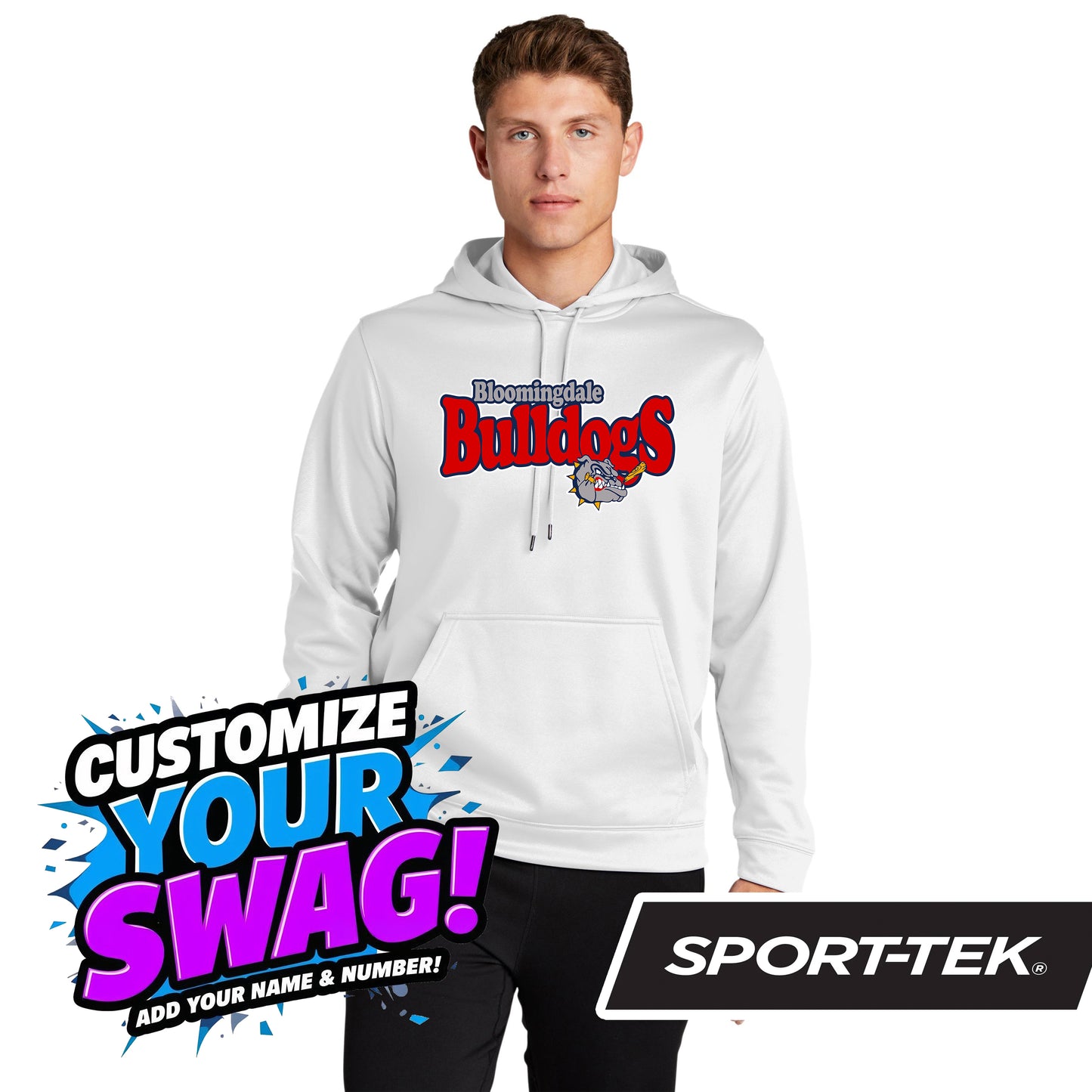 Sport-Tek Sport-Wick Fleece Hooded Pullover F244 - Bloomingdale Bulldogs Baseball