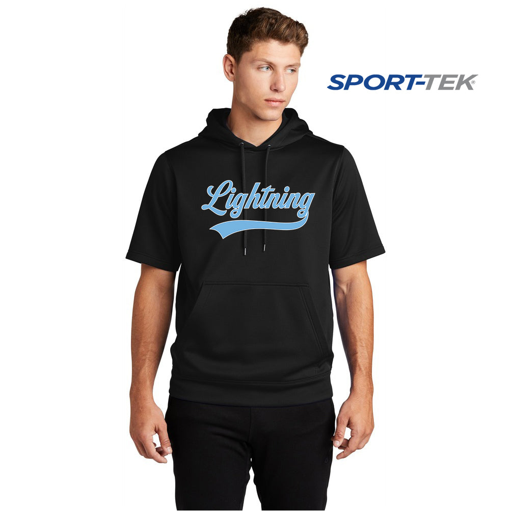 Sport-Tek Sport-Wick Fleece Short Sleeve Hooded Pullover - Lightning Baseball