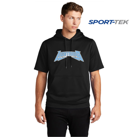 Sport-Tek Sport-Wick Fleece Short Sleeve Hooded Pullover - Lightning Baseball