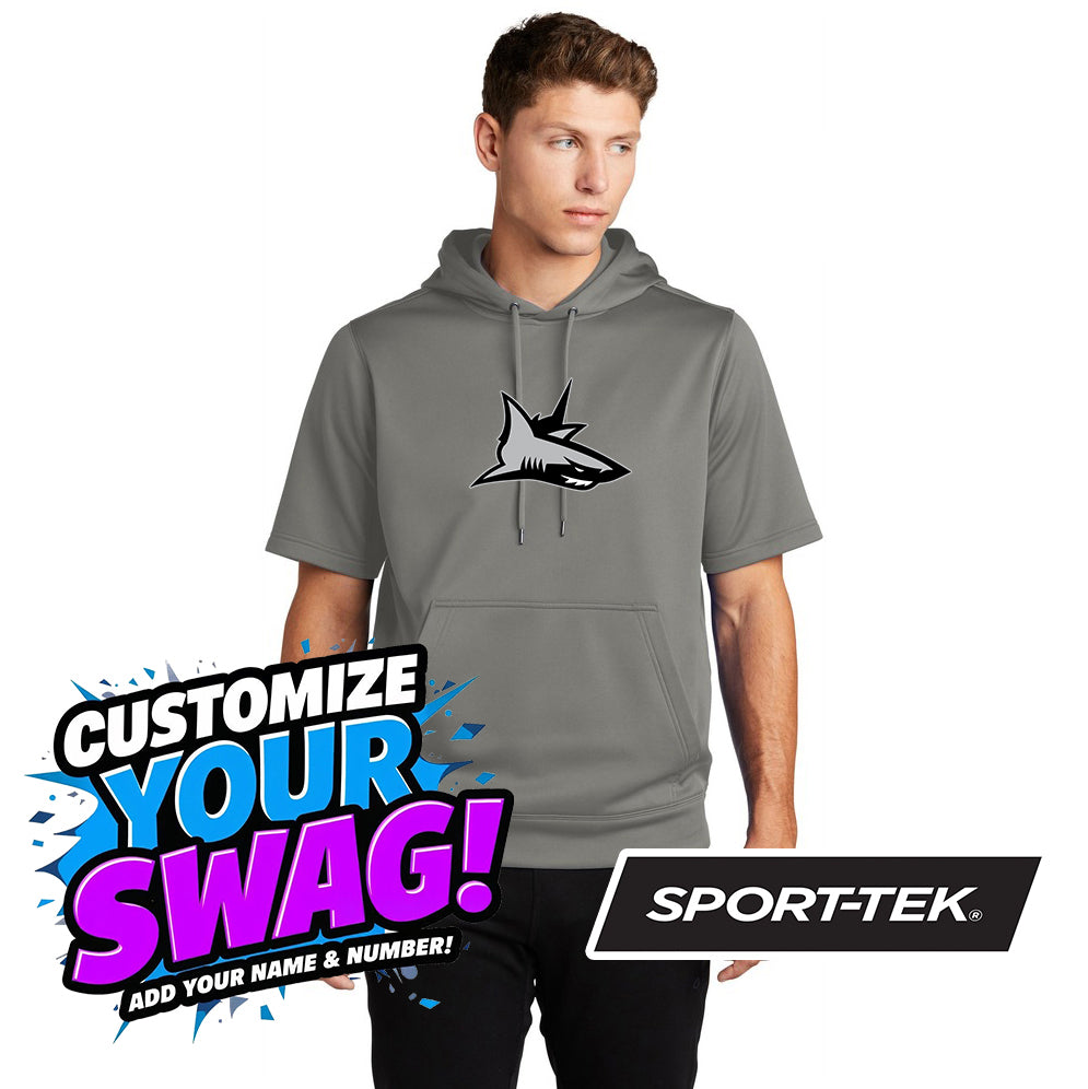 Sport-Tek Sport-Wick Fleece Short Sleeve Hooded Pullover ST251 - PVAA Sharks Baseball
