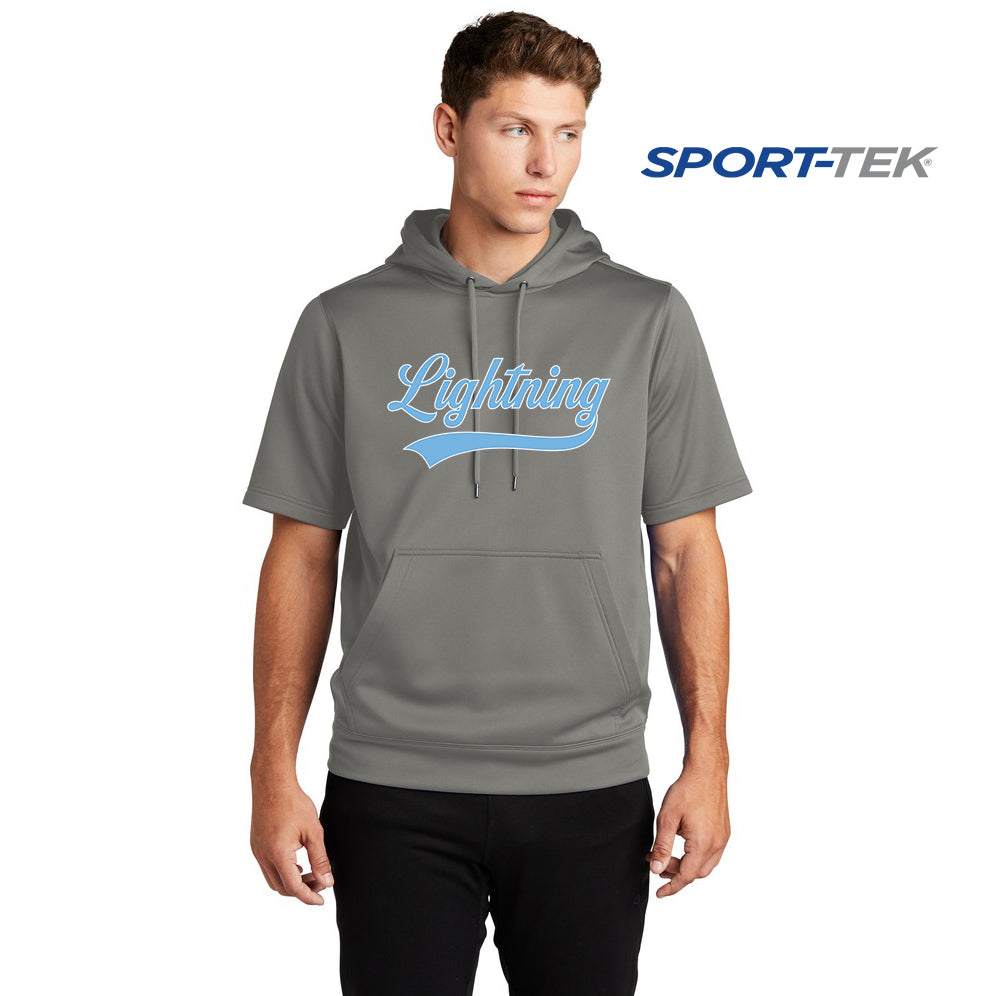 Sport-Tek Sport-Wick Fleece Short Sleeve Hooded Pullover - Lightning Baseball