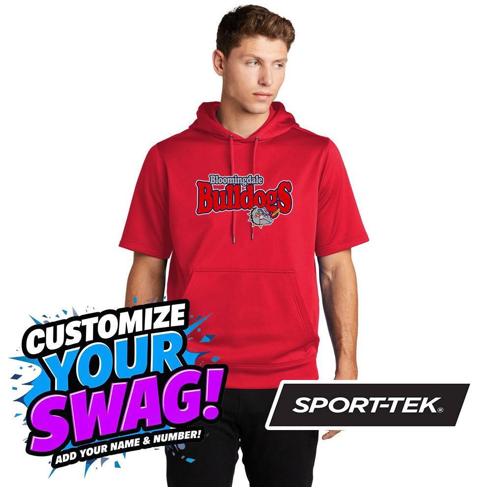 Sport-Tek Sport-Wick Fleece Short Sleeve Hooded Pullover ST251 - Bloomingdale Bulldogs Baseball