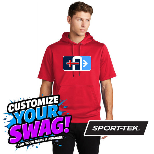 Sport-Tek Sport-Wick Fleece Short Sleeve Hooded Pullover ST251 - Arrows Baseball