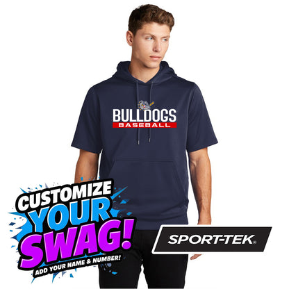 Sport-Tek Sport-Wick Fleece Short Sleeve Hooded Pullover ST251 - Bloomingdale Bulldogs Baseball