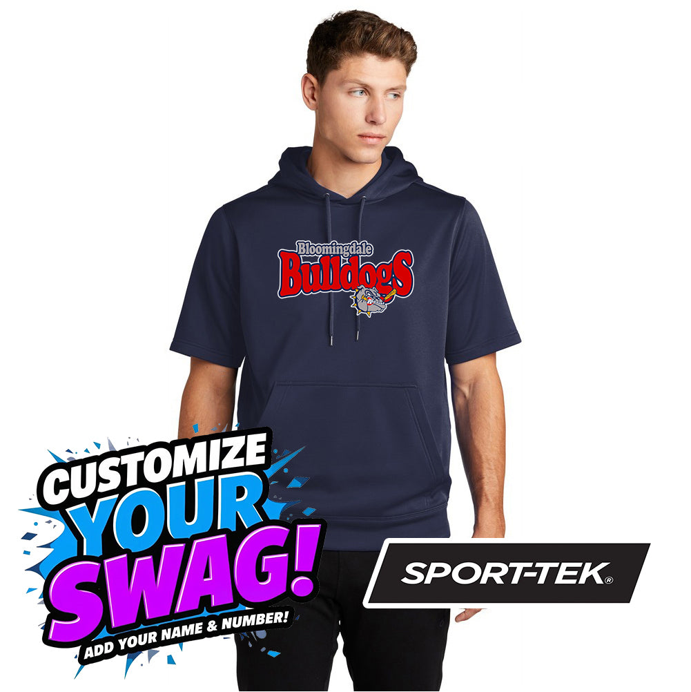 Sport-Tek Sport-Wick Fleece Short Sleeve Hooded Pullover ST251 - Bloomingdale Bulldogs Baseball