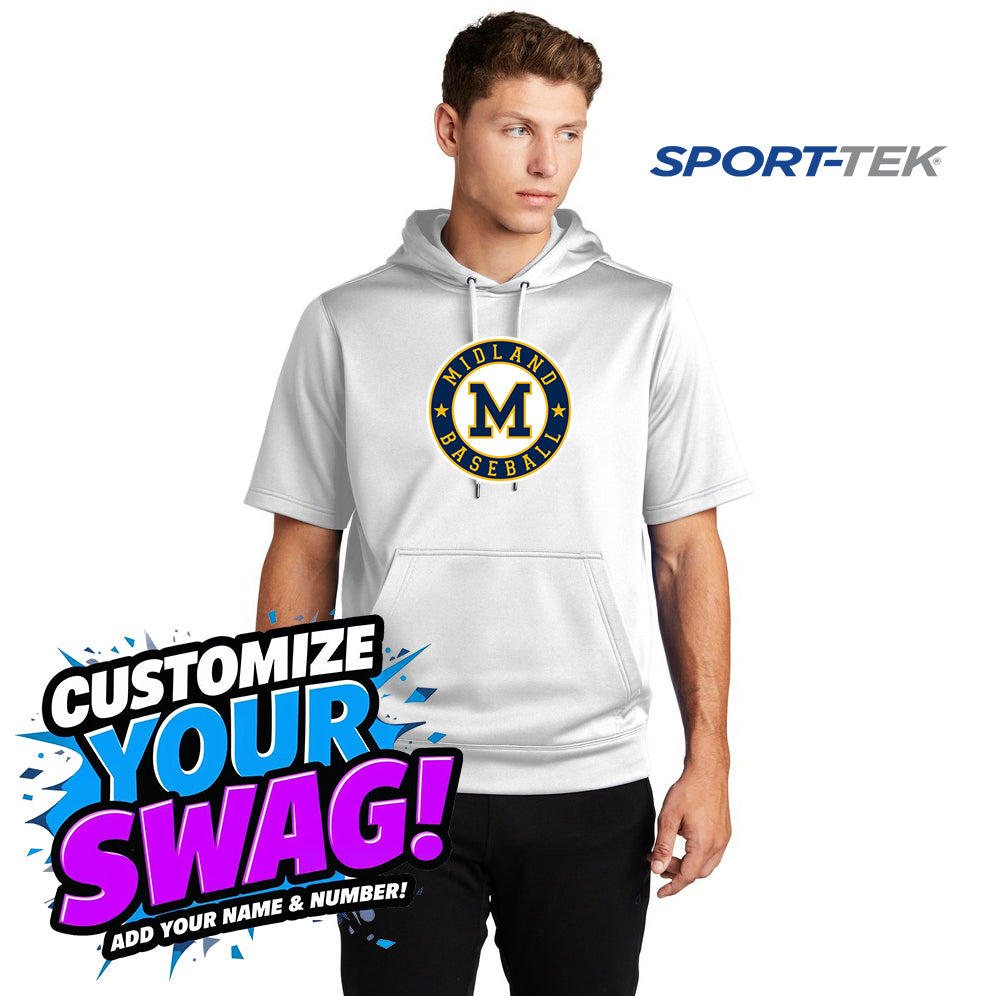 Sport-Tek Sport-Wick Fleece Short Sleeve Hooded Pullover - Midland Baseball