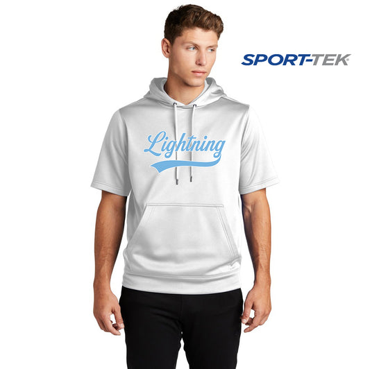 Sport-Tek Sport-Wick Fleece Short Sleeve Hooded Pullover - Lightning Baseball