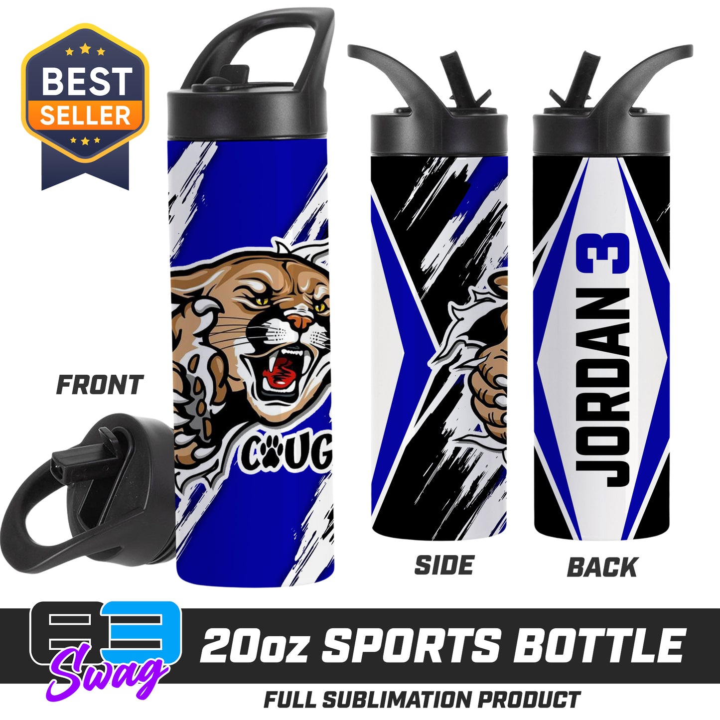 20oz Sports Tumbler - North Caroline Cougars Football