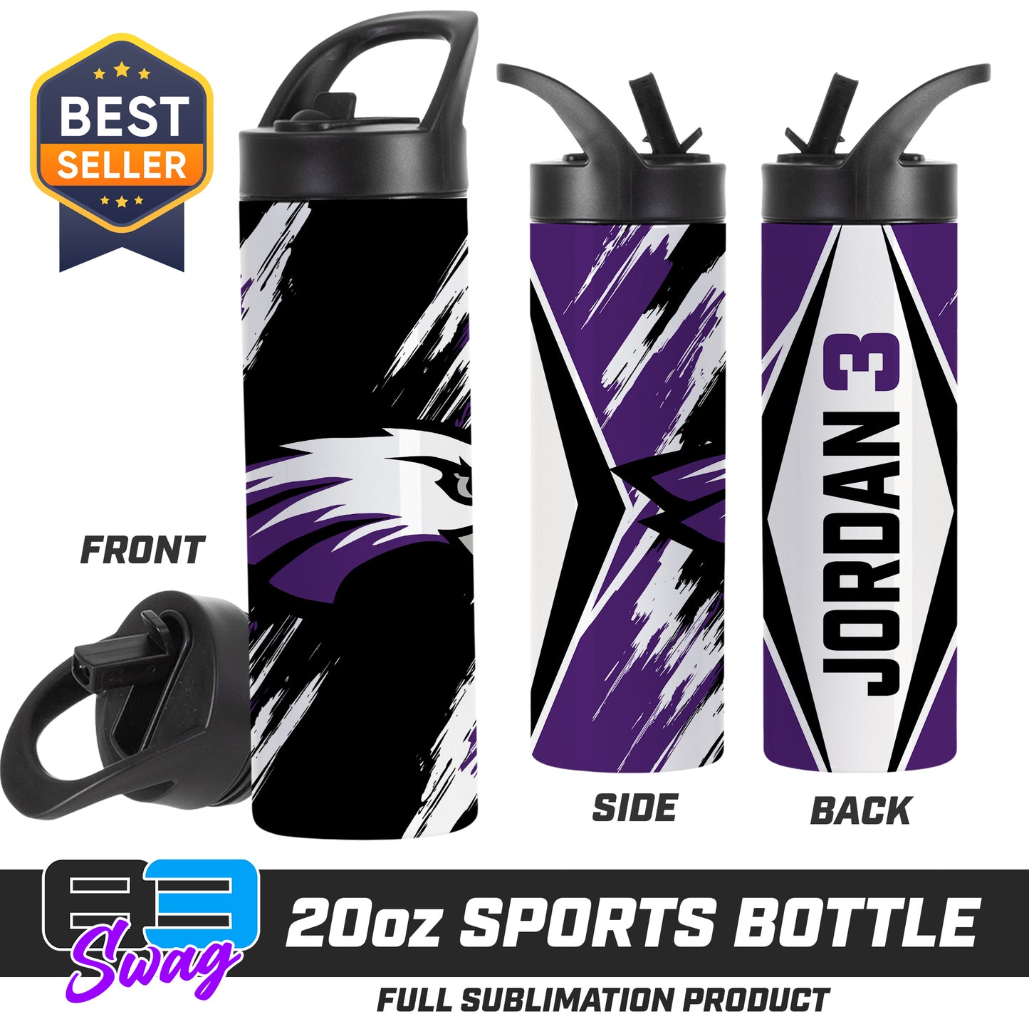 20oz Sports Tumbler - Bellmawr Purple Eagles