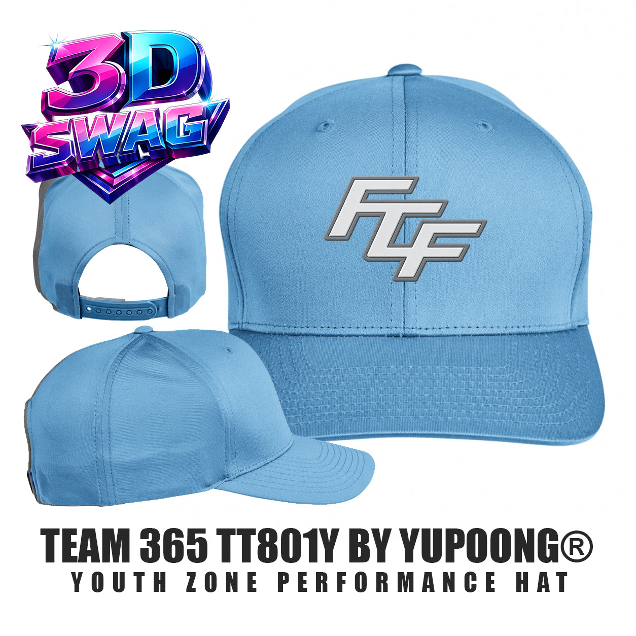 FCF Flight Baseball Blue - Team 365 TT801Y Youth Yupoong® Zone Performance Cap