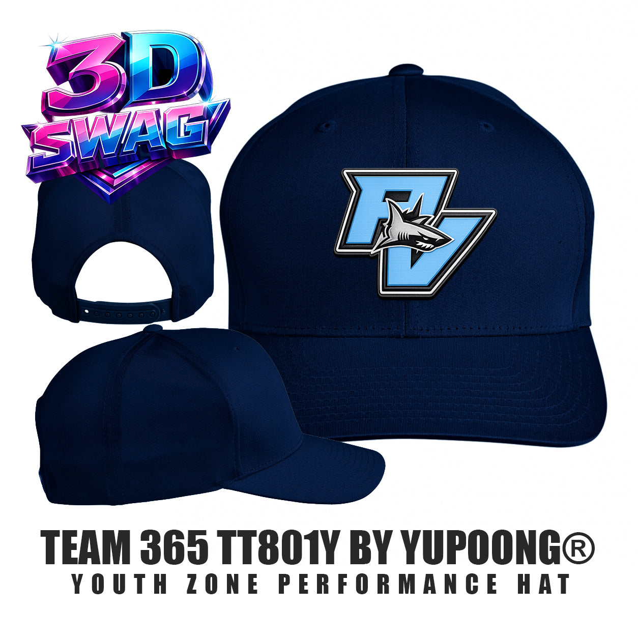 PV SHARKS - Team 365 TT801Y Youth Yupoong® Zone Performance Cap