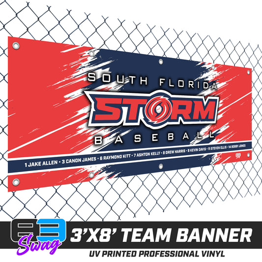 3'x8' Team Vinyl Banner with Roster - South Florida Storm