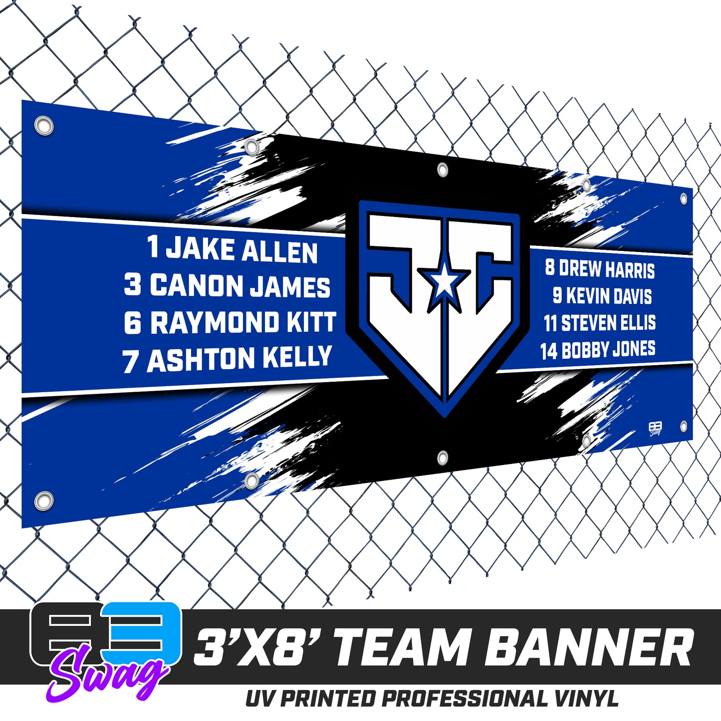 3'x8' Team Vinyl Banner with Roster - JCB - Julington Creek Baseball