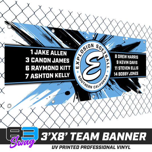 3'x8' Team Vinyl Banner with Roster - Explosion Softball