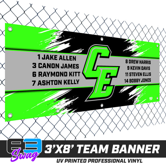 3'x8' Team Vinyl Banner with Roster - Cherokee Elite Baseball