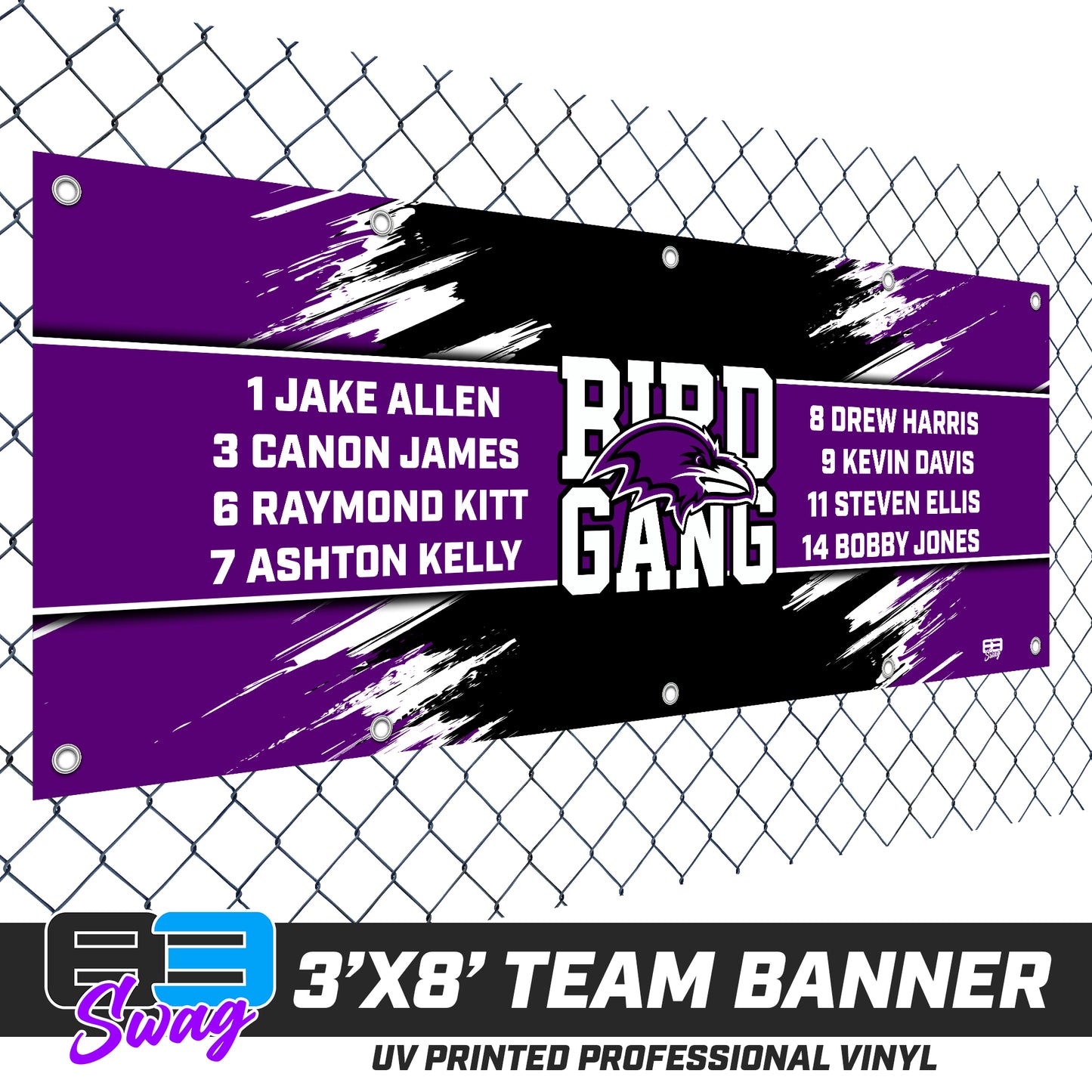 3'x8' Team Vinyl Banner with Roster - Joliet Ravens Football