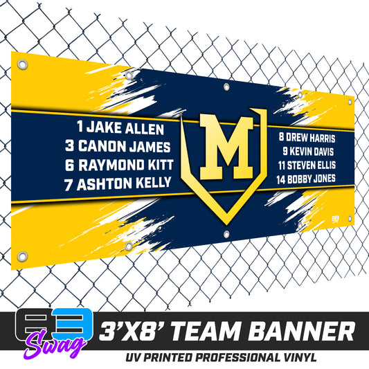 3'x8' Team Vinyl Banner with Roster - Midland Bandits Baseball