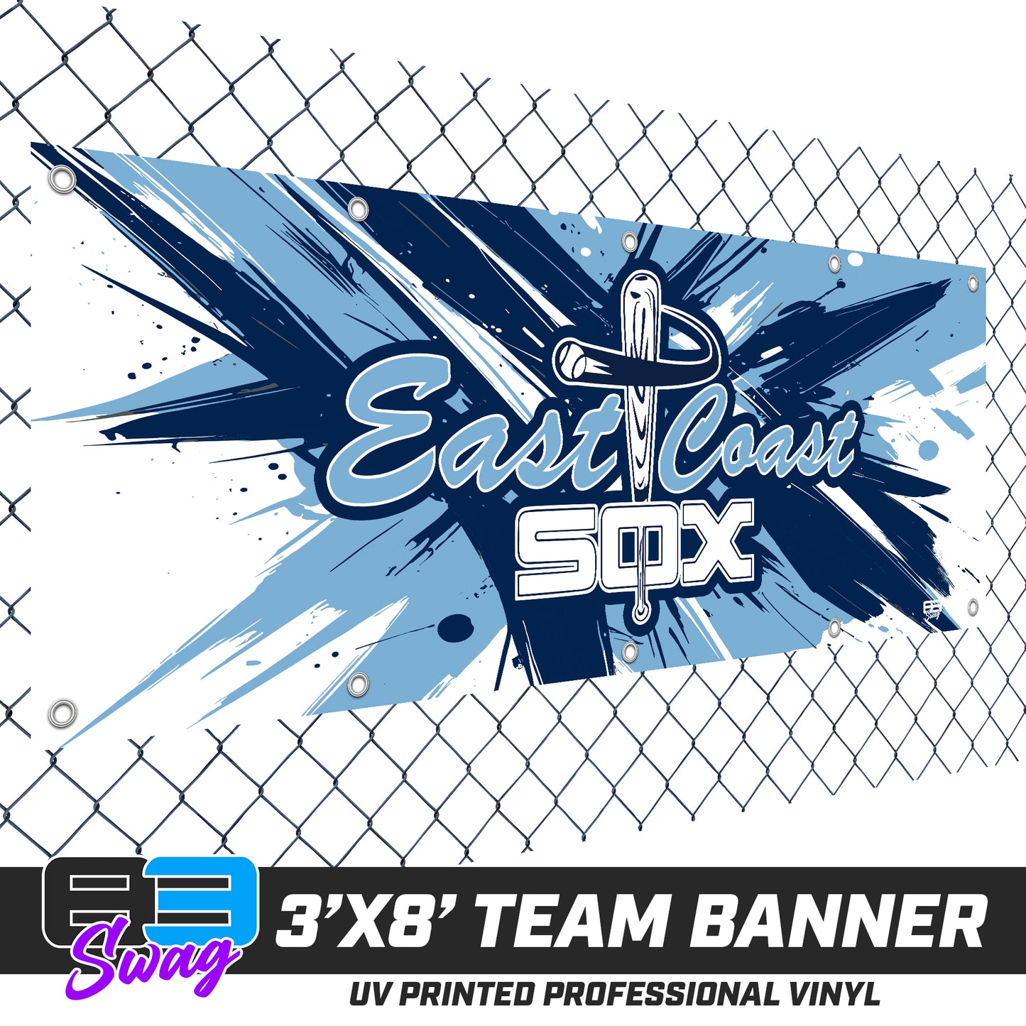 3'x8' Team Vinyl Banner with Roster - East Coast Sox Baseball