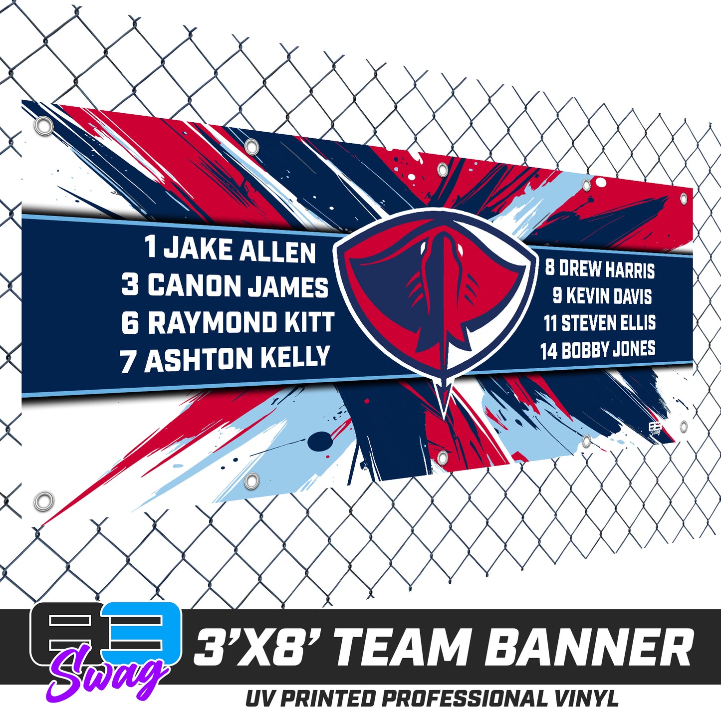 3'x8' Team Vinyl Banner with Roster - Pasco Stingers Baseball v.26