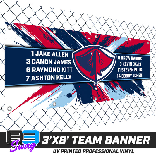 3'x8' Team Vinyl Banner with Roster - Pasco Stingers Baseball v.26