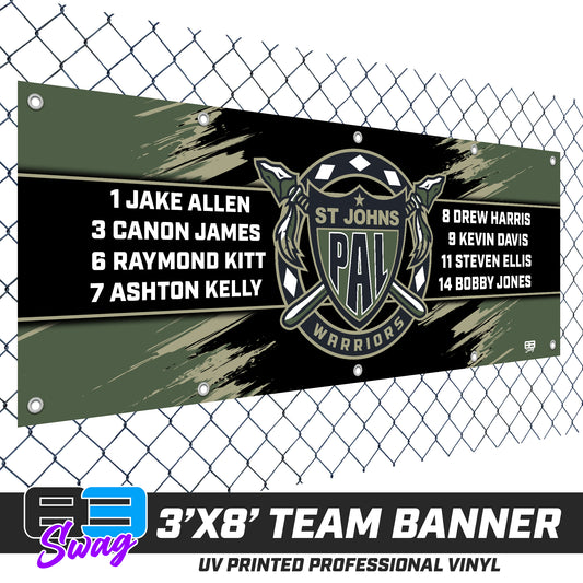 3'x8' Team Vinyl Banner with Roster - PAL Warriors