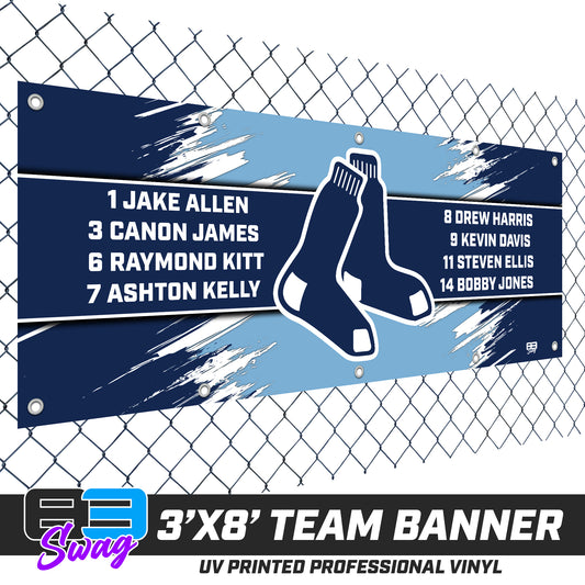 3'x8' Team Vinyl Banner with Roster - Blue Sox