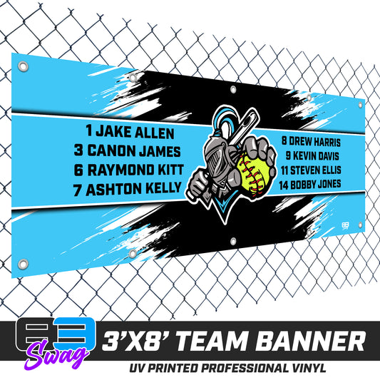 3'x8' Team Vinyl Banner with Roster - Knights Softball