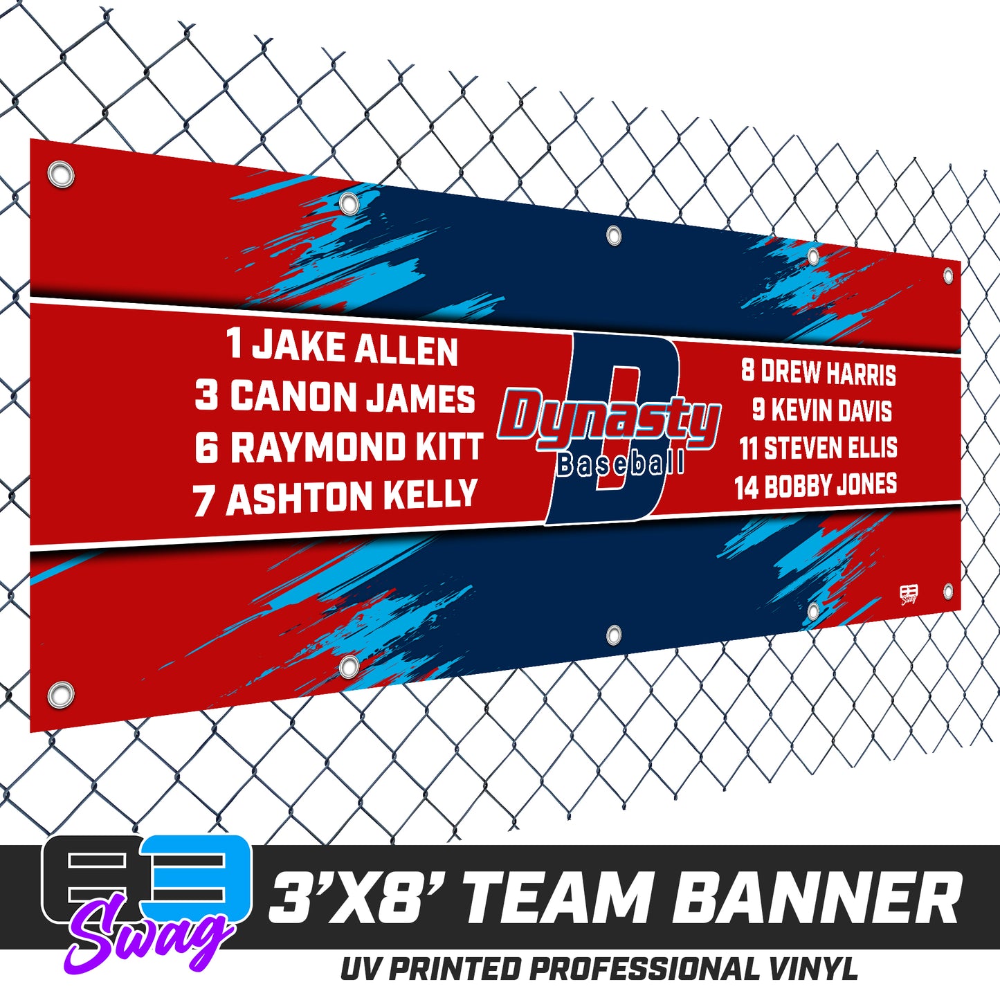 3'x8' Team Vinyl Banner with Roster - North Florida Dynasty