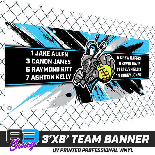 3'x8' Team Vinyl Banner with Roster - Knights Softball