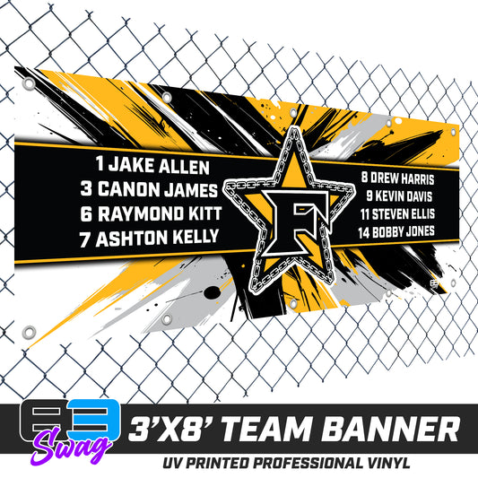 3'x8' Team Vinyl Banner with Roster - 5 Star Mafia Baseball V.2026
