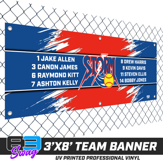 3'x8' Team Vinyl Banner with Roster - Sun City Storm Softball