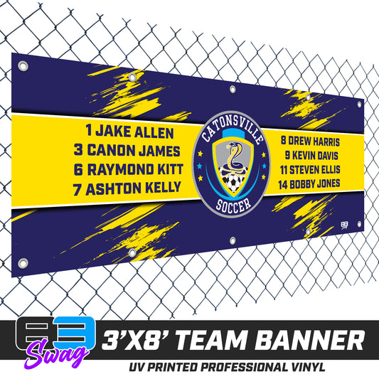 3'x8' Team Vinyl Banner with Roster - Catonsville Cobras Soccer