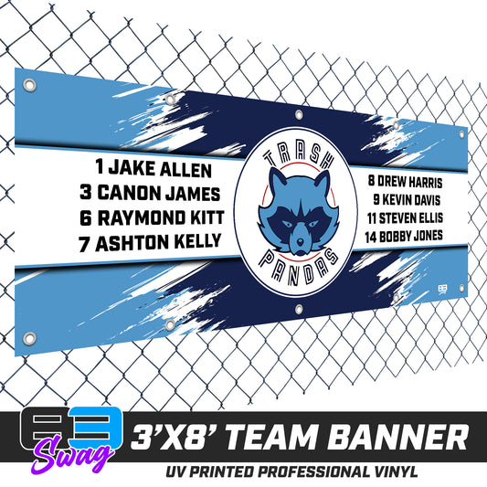 3'x8' Team Vinyl Banner with Roster - Trash Pandas Softball