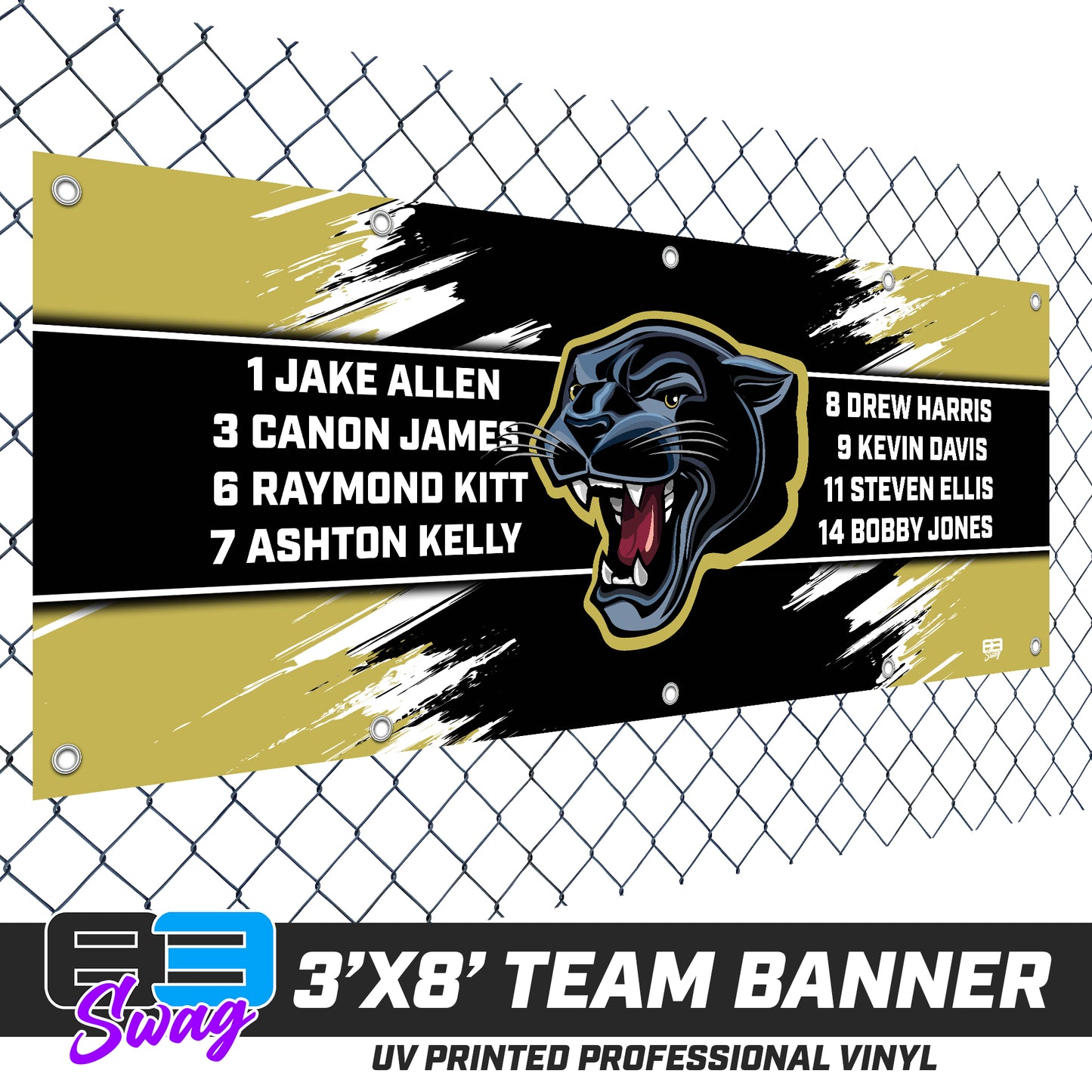 3'x8' Team Vinyl Banner with Roster - Parkway High School Panthers