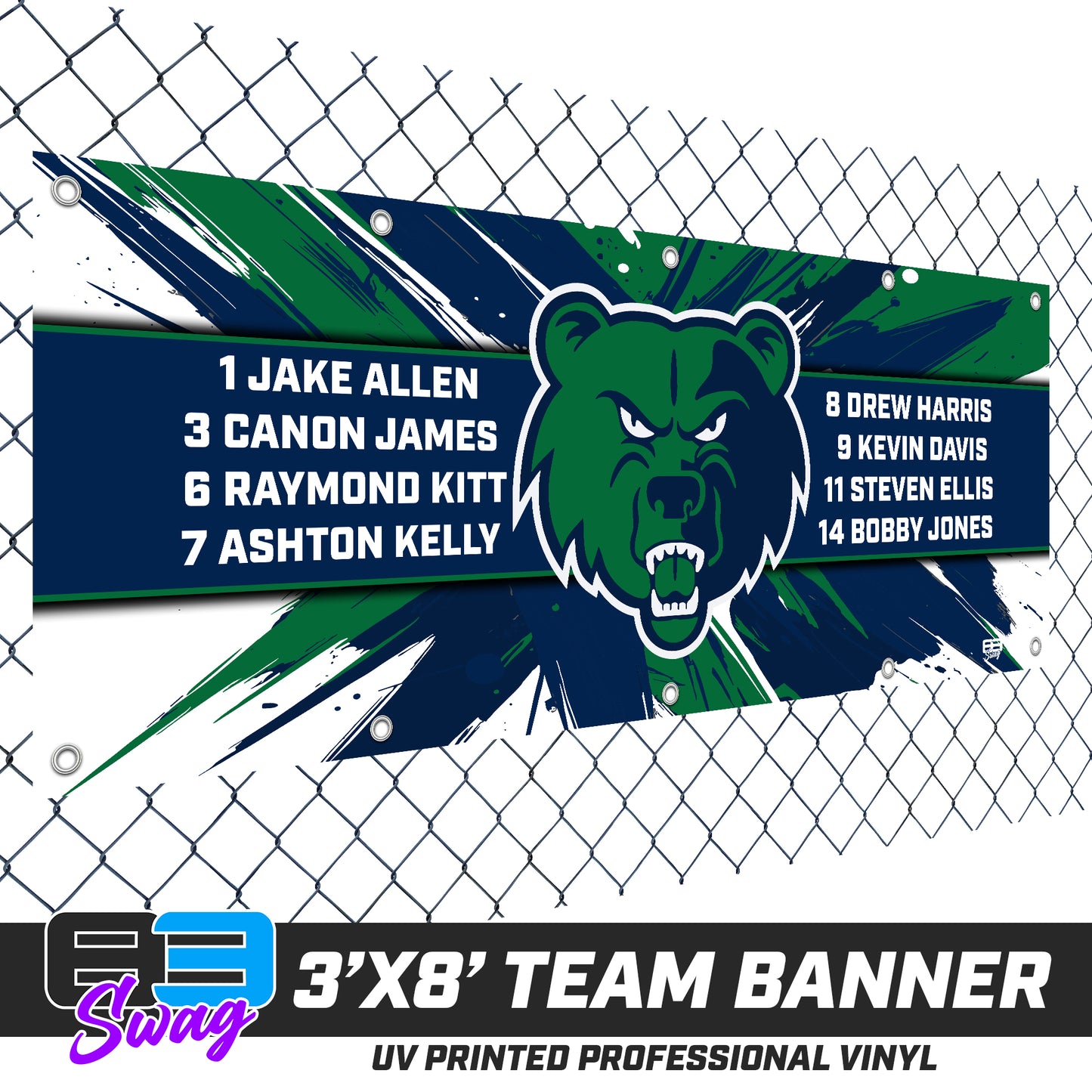 3'x8' Team Vinyl Banner with Roster - Creekview Grizzlies