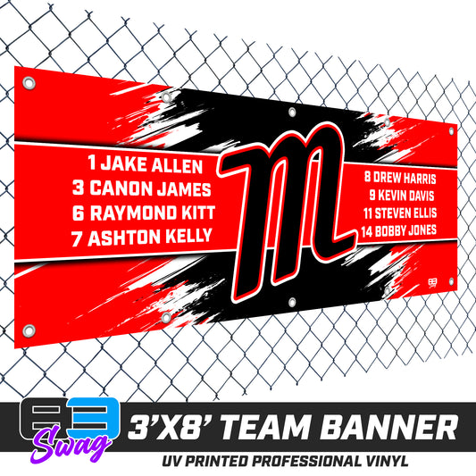 3'x8' Team Vinyl Banner with Roster - SYA Mets