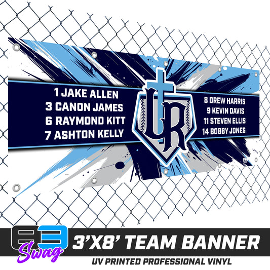3'x8' Team Vinyl Banner with Roster - Reign Baseball