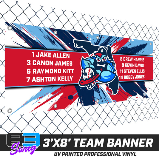 3'x8' Team Vinyl Banner with Roster - FCA Blue Claws Baseball 2026 VERSION