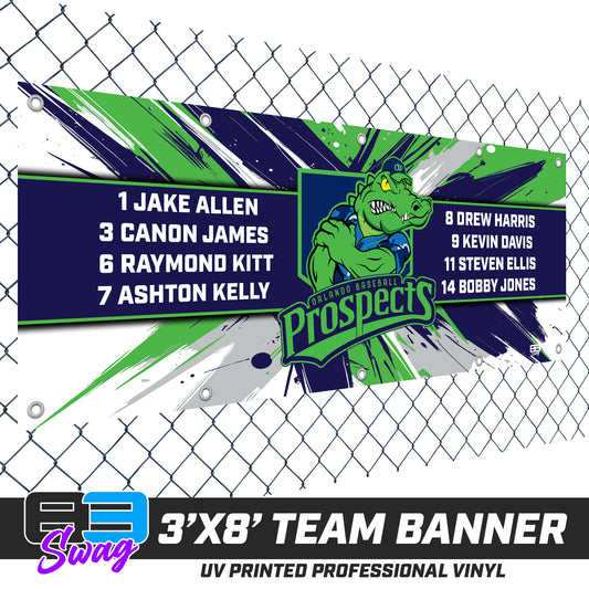 3'x8' Team Vinyl Banner with Roster - Orlando Baseball Prospects - Swamp Kings V.2026