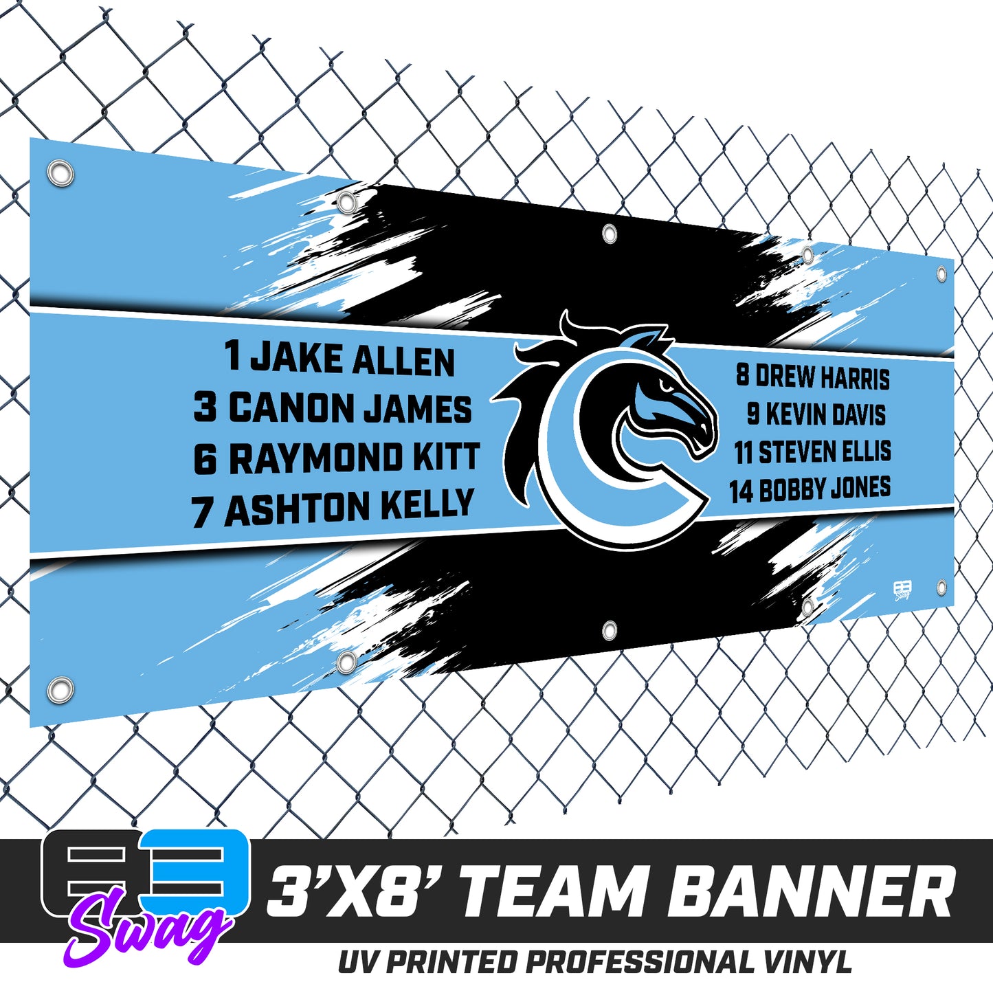 3'x8' Team Vinyl Banner with Roster - Colts Baseball