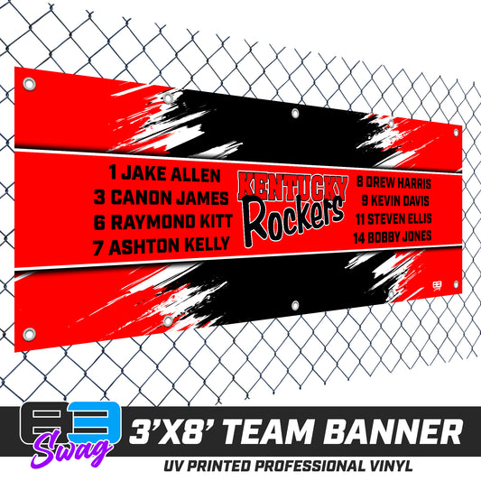 3'x8' Team Vinyl Banner with Roster - Kentucky Rockers Softball