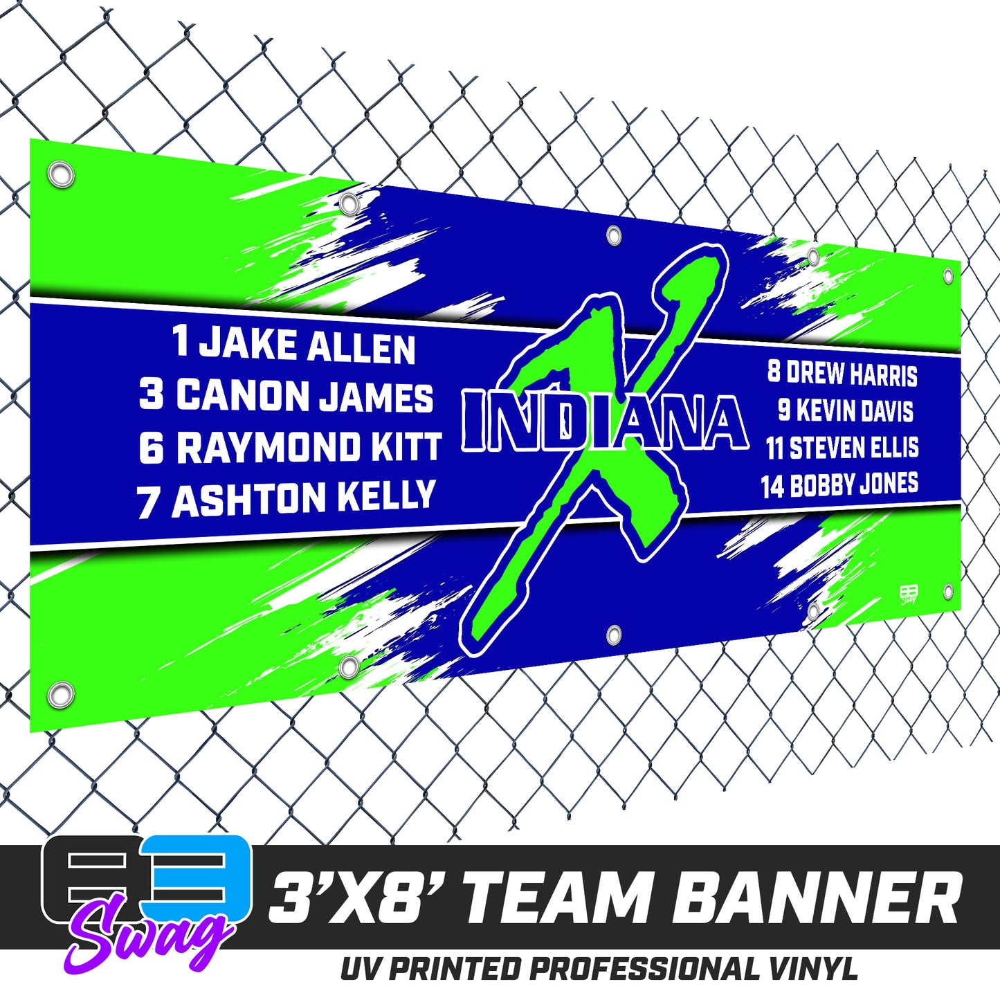 3'x8' Team Vinyl Banner with Roster - Indiana Xtreme Softball