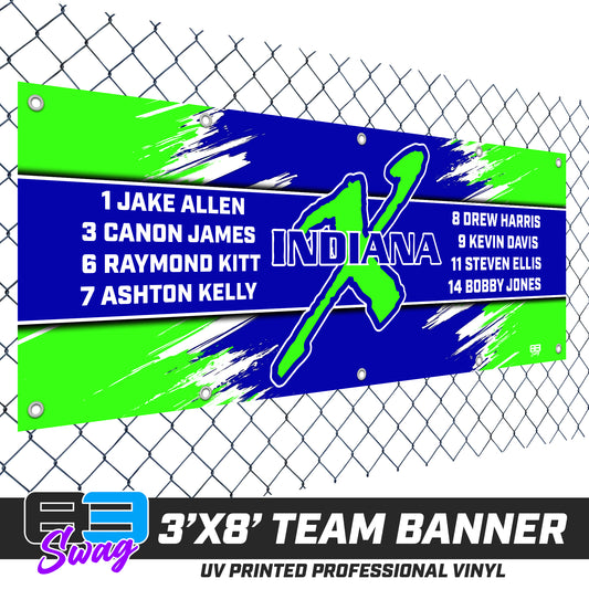 3'x8' Team Vinyl Banner with Roster - Indiana Xtreme Softball