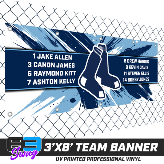 3'x8' Team Vinyl Banner with Roster - Blue Sox 2026 VERSION